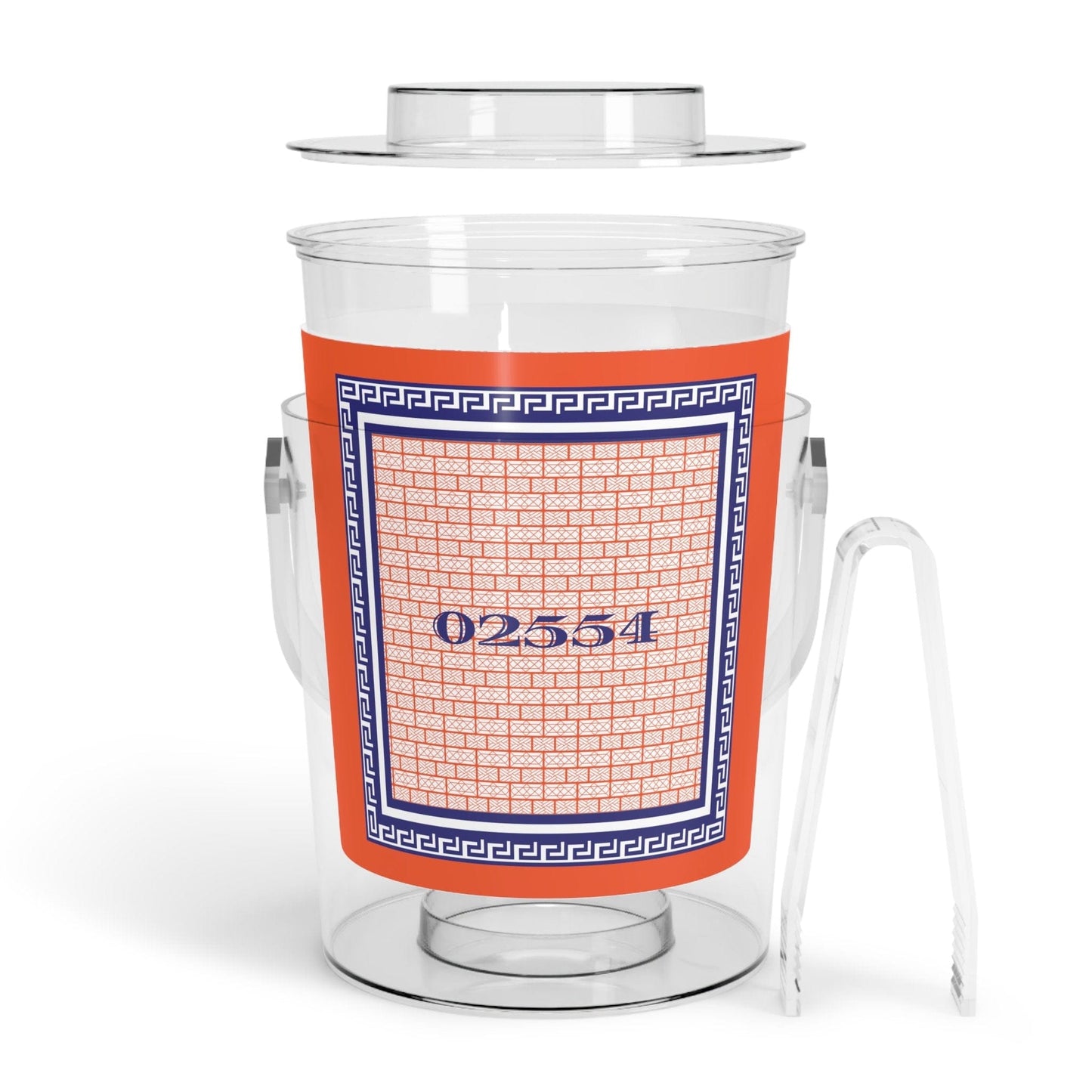 Nantucket Greek Key Acrylic Zip Code Ice Bucket