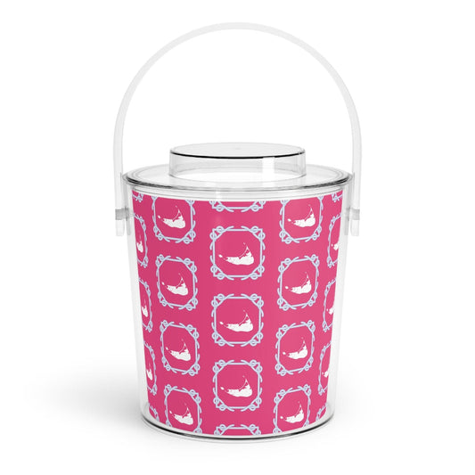 Nantucket Ice Bucket with Tongs Pink and Blue Nantucket Gifts Acrylic Gift Nantucket Island Pattern