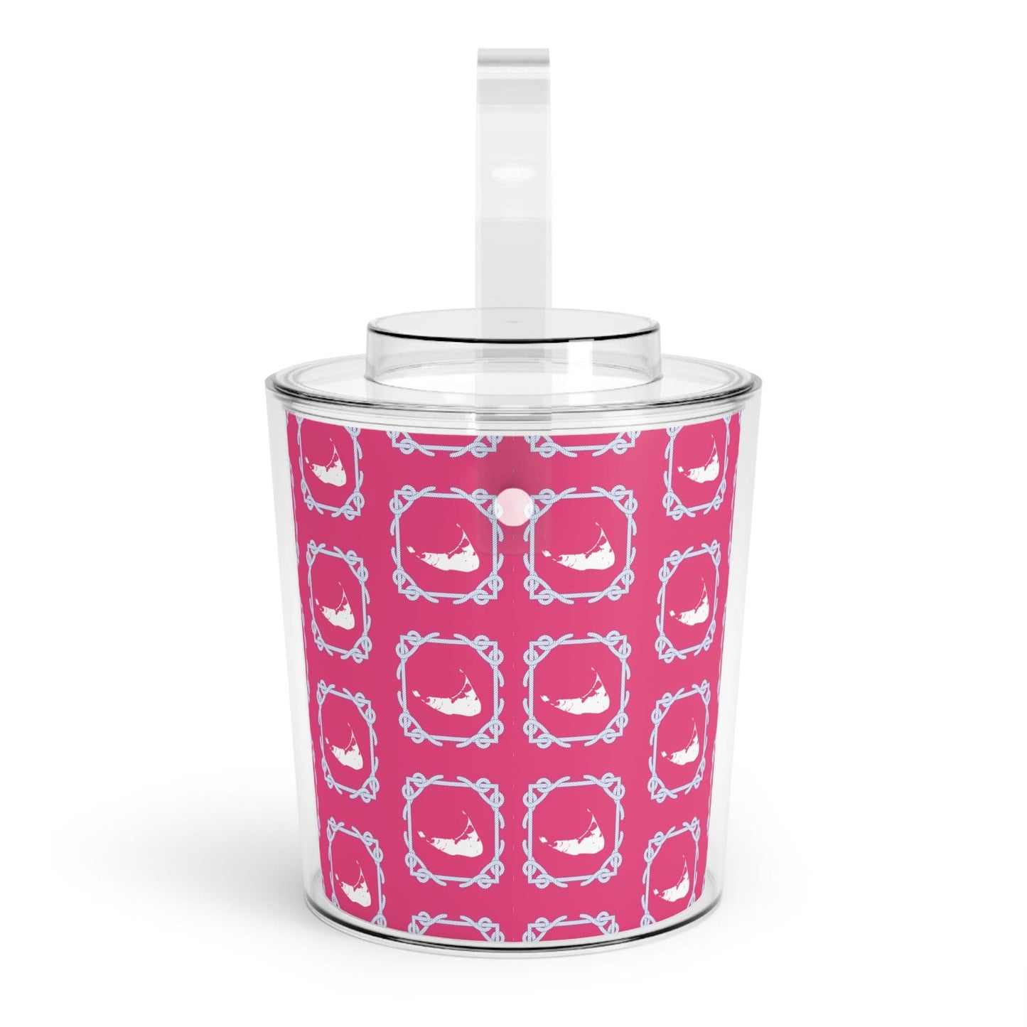 Nantucket Ice Bucket with Tongs Pink and Blue Nantucket Gifts Acrylic Gift Nantucket Island Pattern