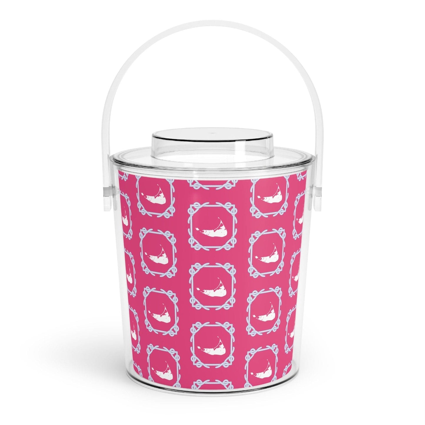 Nantucket Ice Bucket with Tongs Pink and Blue Nantucket Gifts Acrylic Gift Nantucket Island Pattern