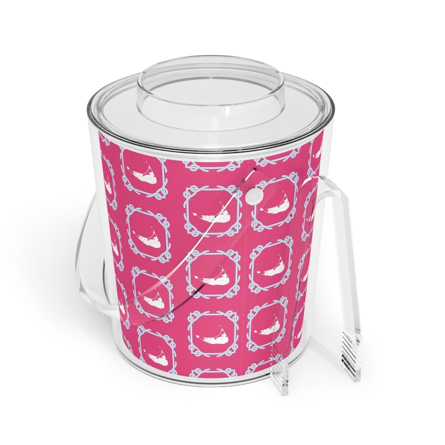 Nantucket Ice Bucket with Tongs Pink and Blue Nantucket Gifts Acrylic Gift Nantucket Island Pattern